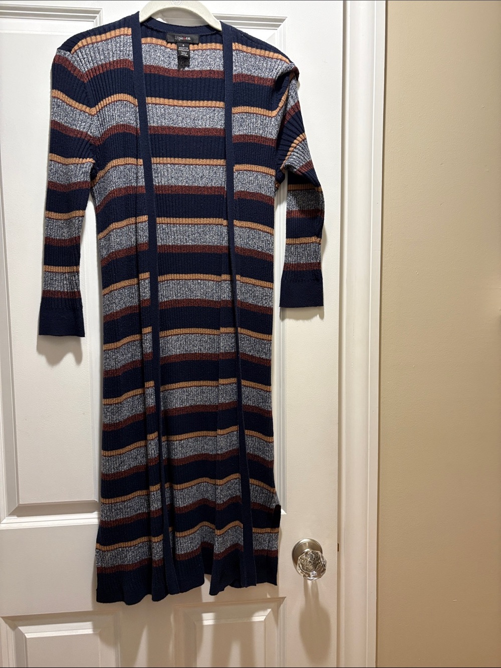 Style & Co. Navy Striped Ribbed Sweater